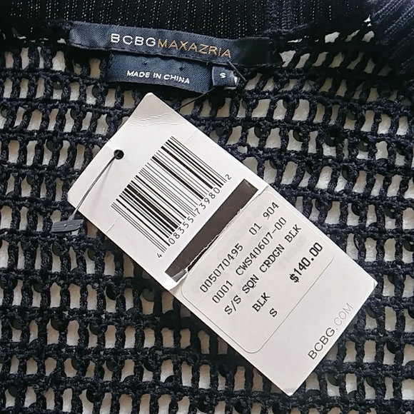 SALE! NWT BCBGMaxAzria Black Silk Sequin Cardigan - Picture 8 of 8